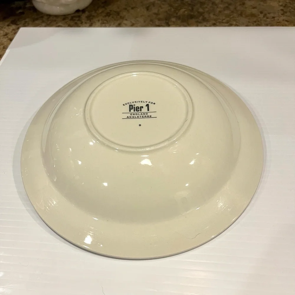 Pier 1 Bowl Red, Blue. Yellow Geometric Pattern 8 1/4 inches